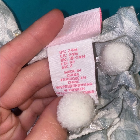 Tommy Bahama Green & White Checkered Dress Shirt With Pom Poms 24M - Picture 6 of 7